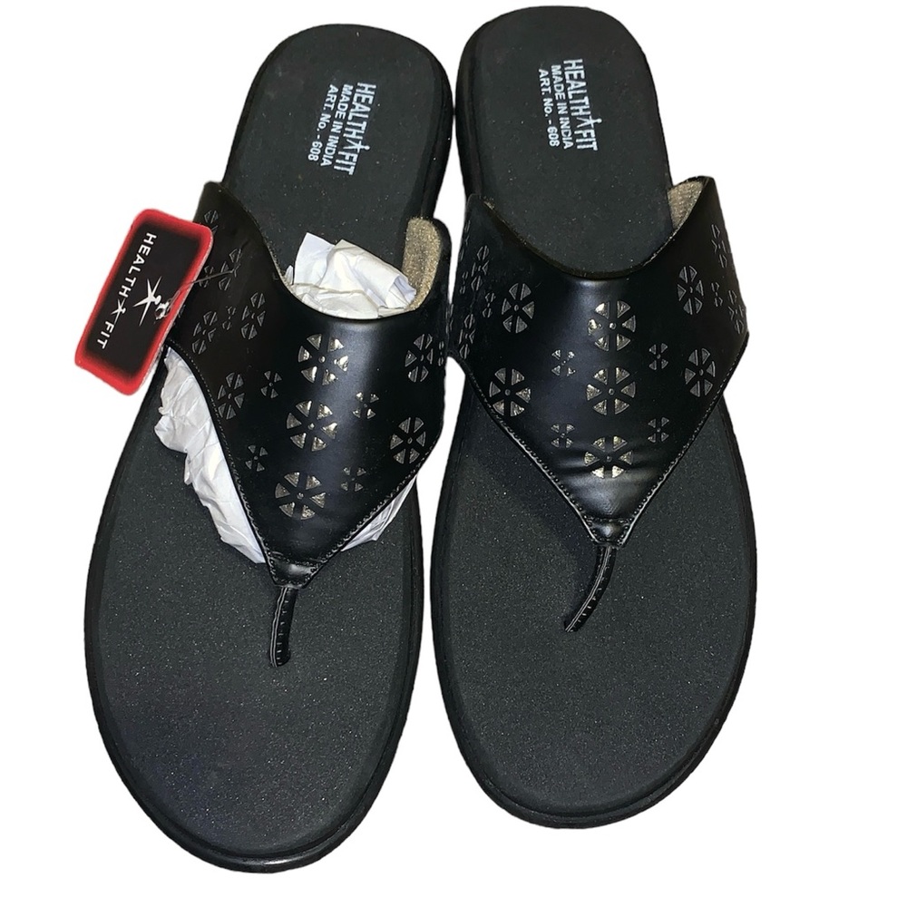 Health Fit Extra Soft Diabetic & Orthopedic Slippers Women Black size 9